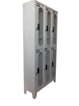 locker con 6 puestos color gris