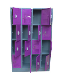 locker morado de 16 puestos