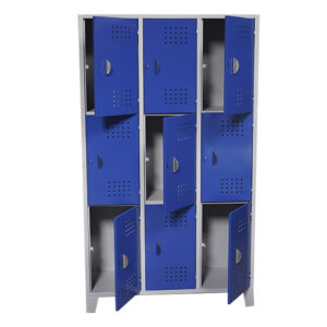 Locker color azul con 9 puestos